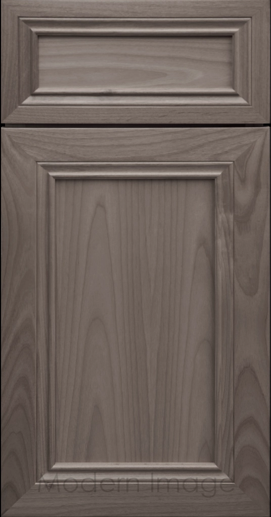 Corona Flat Panel Kitchen Cabinet in Truffle Stain with mitered molding